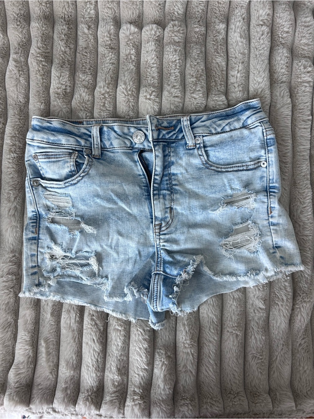 American Eagle Outfitters Light Wash Distressed Denim Shorts